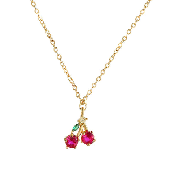 Jewelry Women's Copper Rhinestone Fruitshaped Pendant Clavicle Necklace With Zircon