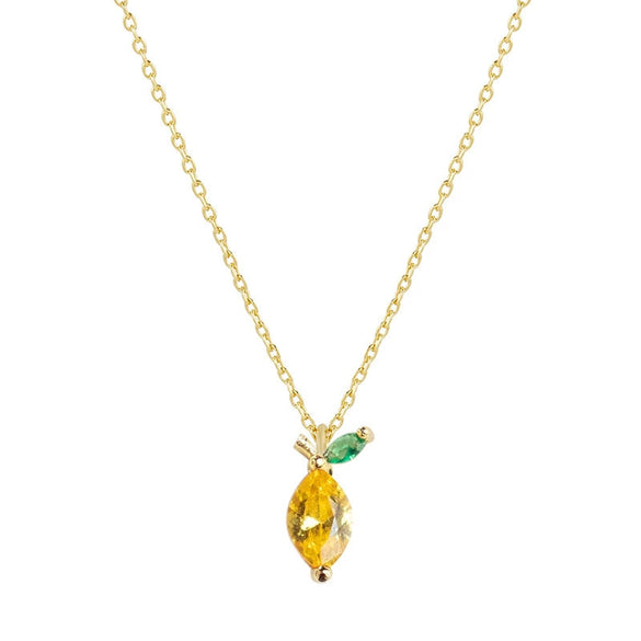 Jewelry Women's Copper Rhinestone Fruitshaped Pendant Clavicle Necklace With Zircon