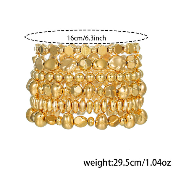 Jewelry Women's Handmade Geometric Ccb Multilayer Stacked Beads Elastic Rope Bracelet Suit