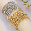 Jewelry Women's Handmade Geometric Ccb Multilayer Stacked Beads Elastic Rope Bracelet Suit