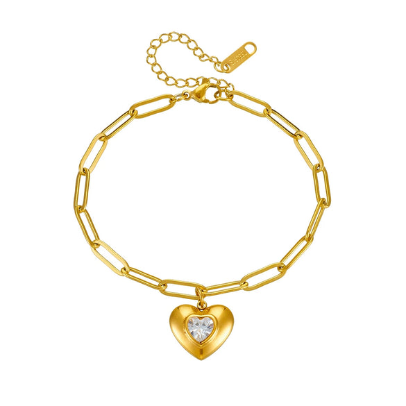 Jewelry Women's Love Bracelet Titanium Steel Heart Shape Pendant Electroplating