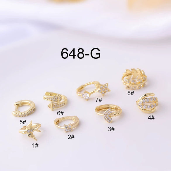 Jewelry Women's Metal Geometric Shape Microinlaid Zircon Ear Bone Small Ear Buckle Piercing Electroplated