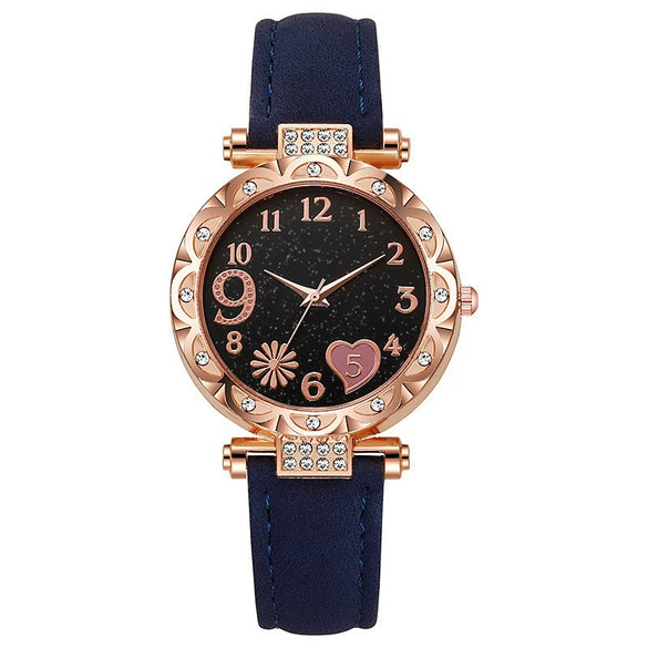Jewelry Women's Quartz Watch Plastic Case Pu Strap Stainless Steel Buckle Round Dial Leisure Style