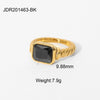 Jewelry Women's Retro Rectangular Emerald Pink Zircon Stainless Steel Geometric Ring Electroplated