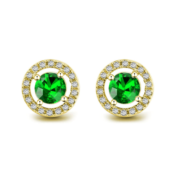 Jewelry Women's Round Earrings Brass Goldplated Geometric Mosaic With Artificial Gemstones And Semiprecious Stones