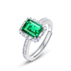 Jewelry Women's S925 Silver Ring Inlaid Cultivating Emeralds Geometric Style Set With Gems