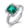 Jewelry Women's S925 Silver Ring Inlaid Cultivating Emeralds Geometric Style Set With Gems