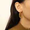 Jewelry Women's 316L Stainless Steel Fashion Geometric Square U Shape Double Ring Pendant Earrings Electroplated