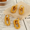 Jewelry Women's 316L Stainless Steel Fashion Geometric Square U Shape Double Ring Pendant Earrings Electroplated