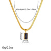 Jewelry Women's Vintage Inlaid Black Gem Square Stainless Steel Electroplating Snake Bone Chain Pendant Ring Earrings Necklace Suit