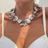 Jewelry Zinc Alloy Flower Irregular Pleated Petal Electroplating Necklace