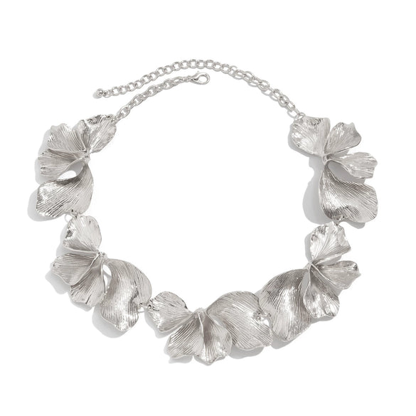 Jewelry Zinc Alloy Flower Irregular Pleated Petal Electroplating Necklace