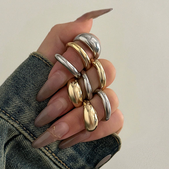 Jewelry Zinc Alloy Geometric Arc Ring Electroplating