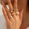 Jewelry Zinc Alloy Geometric Inlaid Ring Set Cold Style Electroplating For Women