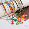 Jewelry Zinc Alloy Geometric Rainbow Pendant Clavicle Chain Multi Layer Couple Necklace