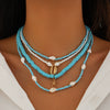 Jewelry Zinc Alloy Resin Beaded Necklace With Starfish Shell Star Shape Retro Electroplating For Women