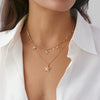 Jewelry Zinc Alloy Resin Beaded Necklace With Starfish Shell Star Shape Retro Electroplating For Women