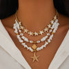 Jewelry Zinc Alloy Resin Beaded Necklace With Starfish Shell Star Shape Retro Electroplating For Women