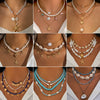 Jewelry Zinc Alloy Resin Beaded Necklace With Starfish Shell Star Shape Retro Electroplating For Women