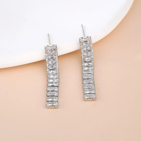 Jewelry Zircon Inlaid Copper Bamboo Chain Threepiece Set Necklace Earrings Bracelet