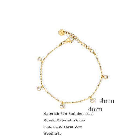 Jewelry Zircon Pendant Necklace And Bracelet Geometric Design Electroplated