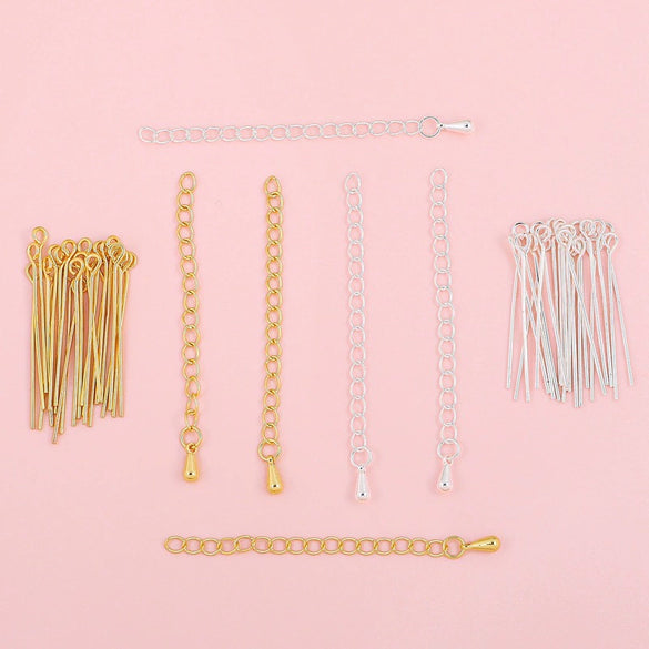 14K Gold Jewelry Accessories With Geometric Style Electroplated Beaded Extended Chain And Lobster Clasp For Diy Bracelet And Necklace