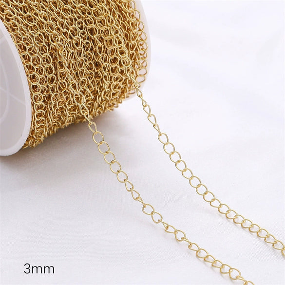 14K Gold Jewelry Accessories With Geometric Style Electroplated Beaded Extended Chain And Lobster Clasp For Diy Bracelet And Necklace