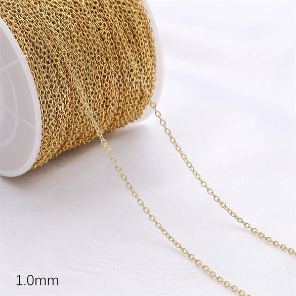 14K Gold Jewelry Accessories With Geometric Style Electroplated Beaded Extended Chain And Lobster Clasp For Diy Bracelet And Necklace
