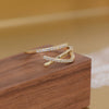 14K Gold Plated Cross Drilled Zirconium Fine Finger Ring Opening Ring For Women With Geometric Pattern Electroplating Treatment Metal Material