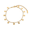 18K Gold Plated 316L Stainless Steel Beaded Petal Disc Pendant Anklet Accessories For Women