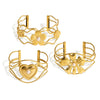 18K Gold Plated Stainless Steel Cut Out Heart Open Bracelet With 18K Vacuum Plating In Furnace