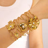 18K Gold Plated Stainless Steel Cut Out Heart Open Bracelet With 18K Vacuum Plating In Furnace