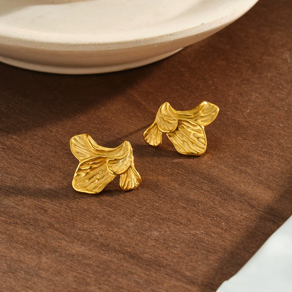18K Gold Plated Stainless Steel Irregular Flower Geometric Earrings For Women With Non Fading Electroplated Finish