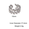 18K Gold Plated Stainless Steel Open Ring For Women With Minimalist Leaf Design And Electroplated Finish