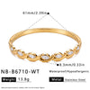 18K Vacuum Plated Oval Stainless Steel Bracelet With Zircon Inlay Minimalist Versatile Jewelry Wholesale