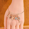 Key And Lock Zinc Alloy Bracelet With Gold Tone Electroplated Finish Romantic Couple Jewelry