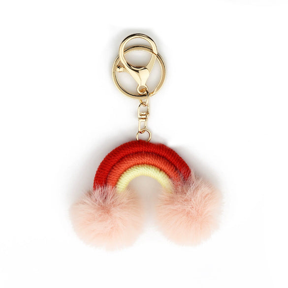 Key Chain Cotton Thread Handwoven Rainbow Pendant