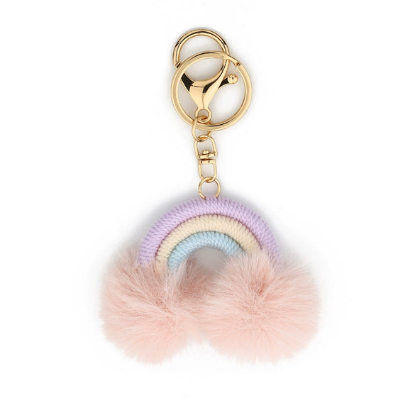 Key Chain Cotton Thread Handwoven Rainbow Pendant