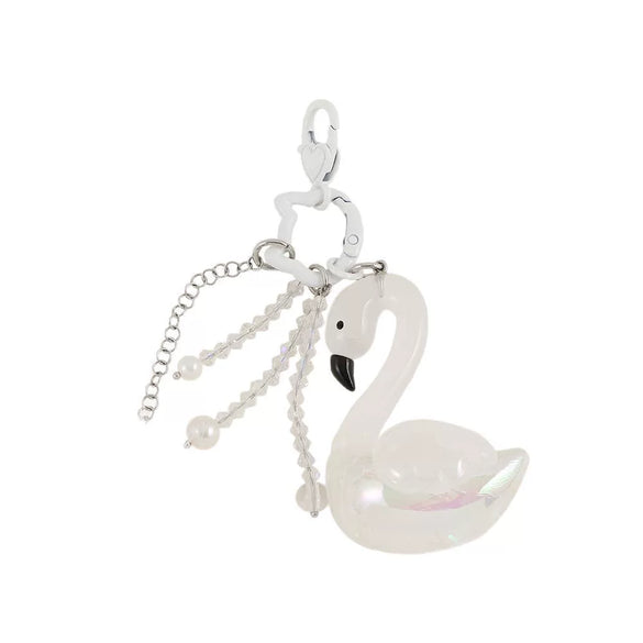 Key Pendant Jewelry Acrylic Titanium Steel Crystal Little Swan Hair Ball Pattern Semimanual Cute Animal Style