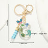 Key Ring Pendant With Dried Flower Letter Pattern Fashion Style Dripping Glue Process
