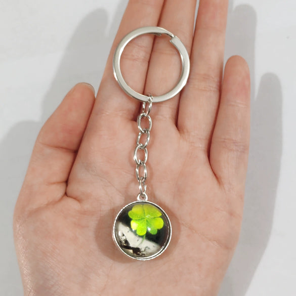 Keychain Metal Glass Solar System Galaxy Nebula Double Sided Ball Pendant Electroplating Stars Sun Moon Clouds Universe Design