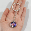 Keychain Metal Glass Solar System Galaxy Nebula Double Sided Ball Pendant Electroplating Stars Sun Moon Clouds Universe Design