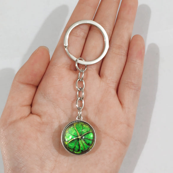 Keychain Metal Glass Solar System Galaxy Nebula Double Sided Ball Pendant Electroplating Stars Sun Moon Clouds Universe Design