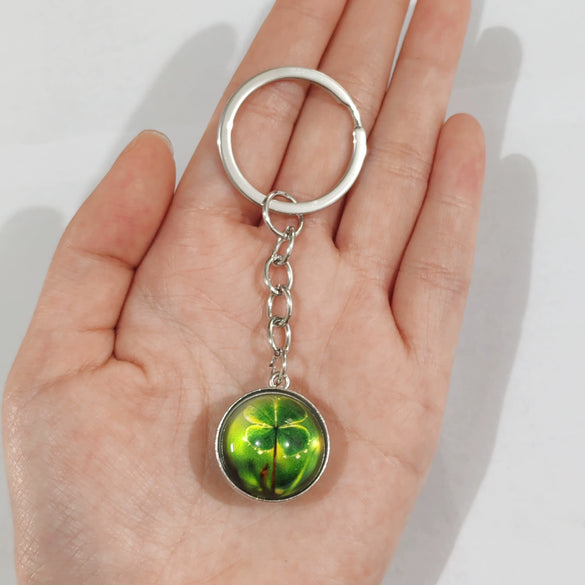 Keychain Metal Glass Solar System Galaxy Nebula Double Sided Ball Pendant Electroplating Stars Sun Moon Clouds Universe Design