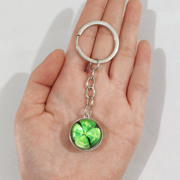 Keychain Metal Glass Solar System Galaxy Nebula Double Sided Ball Pendant Electroplating Stars Sun Moon Clouds Universe Design