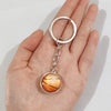 Keychain Metal Glass Solar System Galaxy Nebula Double Sided Ball Pendant Electroplating Stars Sun Moon Clouds Universe Design