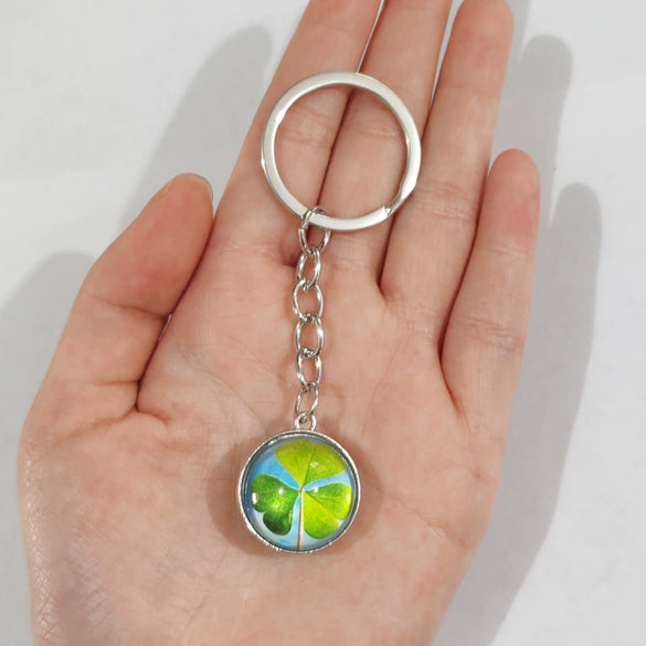 Keychain Metal Glass Solar System Galaxy Nebula Double Sided Ball Pendant Electroplating Stars Sun Moon Clouds Universe Design