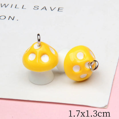 Keychain Natural Mushroom-Shaped Pendant DIY Necklace Pendant Dust Plug Pendant With Hanging Pin 12mm