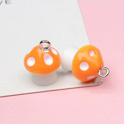 Keychain Natural Mushroom-Shaped Pendant DIY Necklace Pendant Dust Plug Pendant With Hanging Pin 12mm