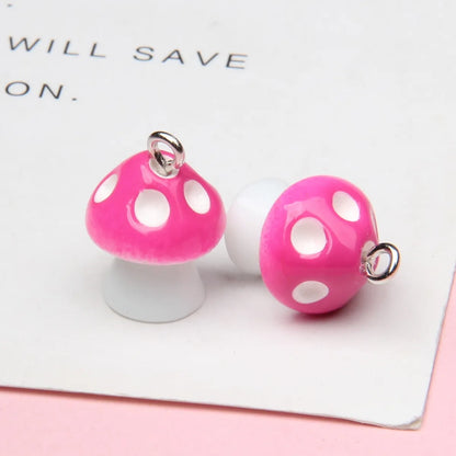 Keychain Natural Mushroom-Shaped Pendant DIY Necklace Pendant Dust Plug Pendant With Hanging Pin 12mm